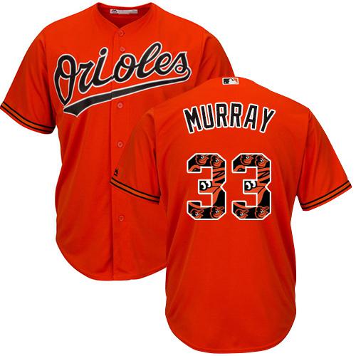 Orioles #33 Eddie Murray Orange Team Logo Fashion Stitched MLB Jersey